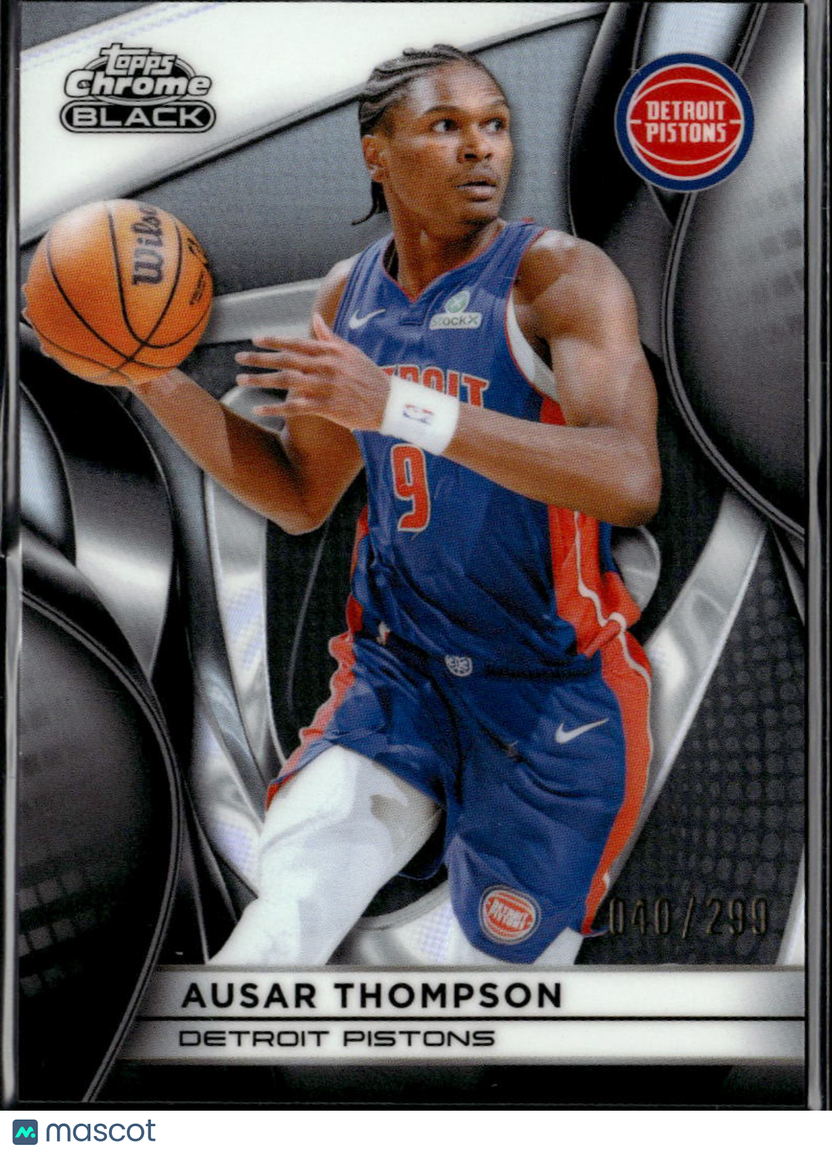 Ausar Thompson 2026 Topps Chrome Black Refractor 40/299 Detroit Pistons
