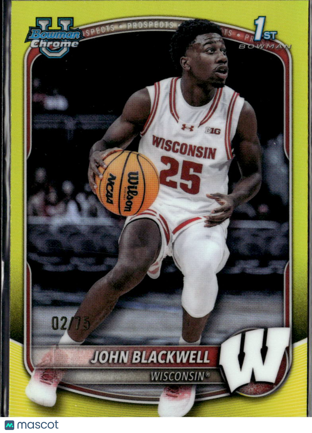 John Blackwell 2025 Bowman Chrome 1st Auto Autograph 2/75 Wisconsin Badgers