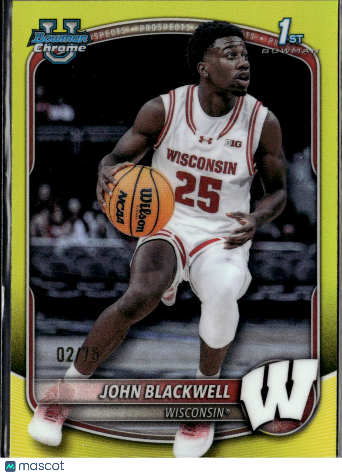 John Blackwell 2025 Bowman Chrome 1st Auto Autograph 2/75 Wisconsin Badgers
