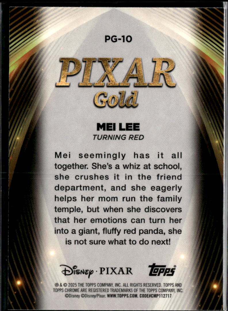 Mei Lee 2025 Topps Chrome Disney Pixar Gold CASE HIT #PG-10