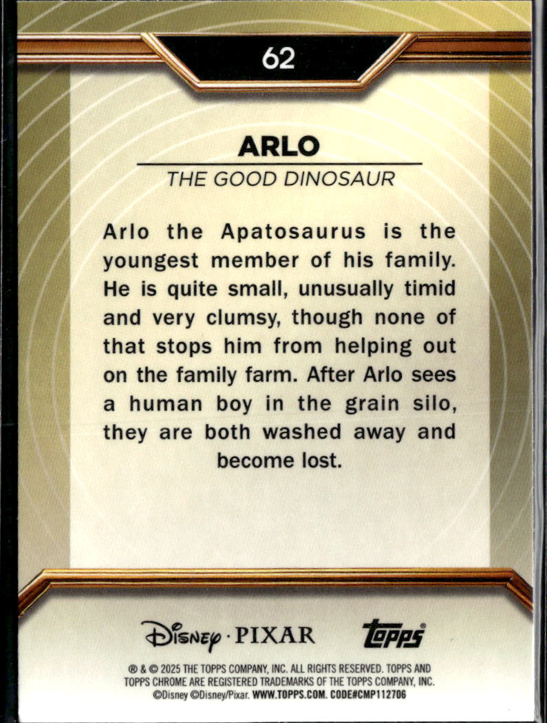 Arlo 2025 Topps Chrome Disney Pixar Gold #62