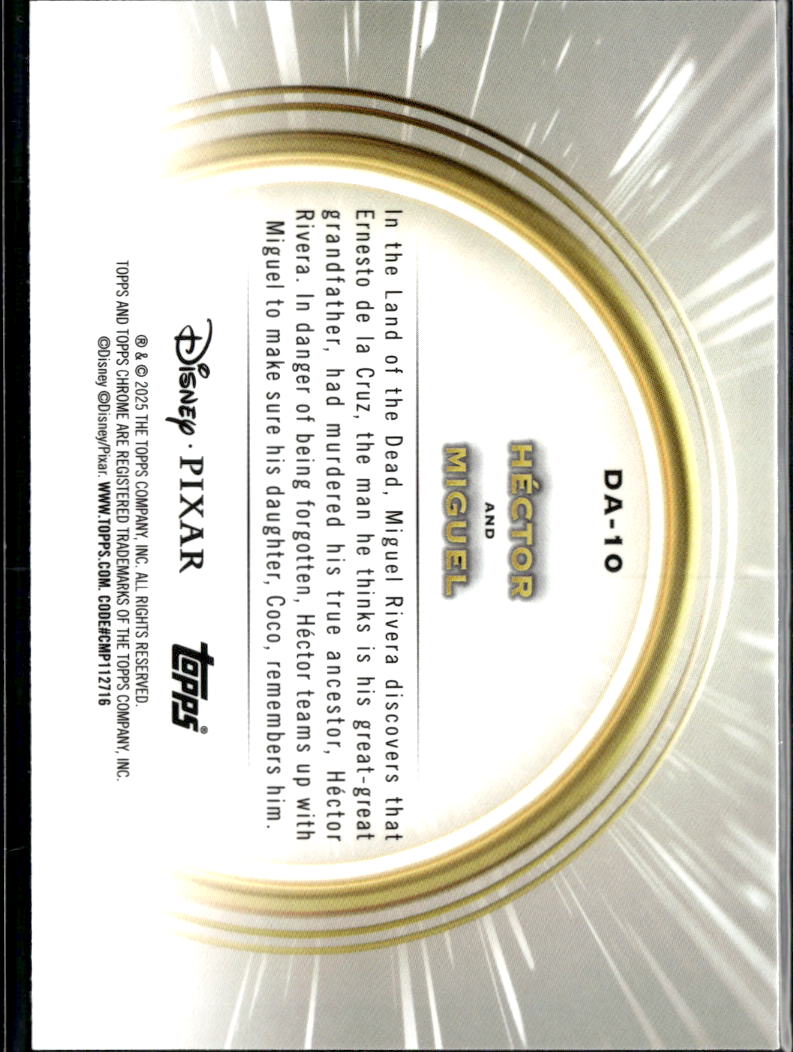Hector & Miguel 2025 Topps Chrome Disney Pixar Gold Double Acts #DA-10