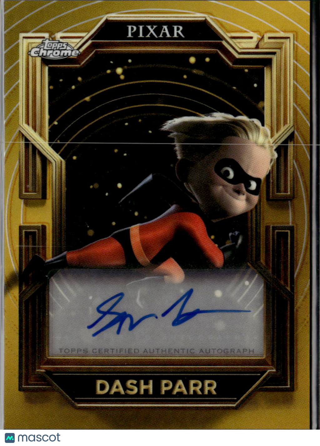 Spencer Fox as Dash Parr 2025 Topps Chrome Pixar Gold Auto Autograph