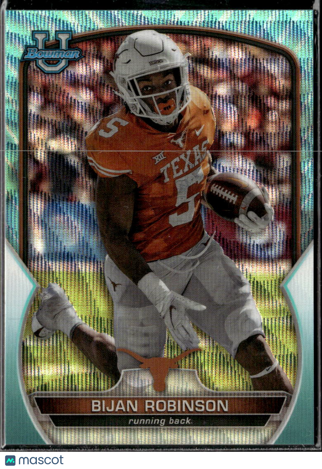 Bijan Robinson 2022 Bowman Chrome Aqua Wave RC /299 Texas Longhorns
