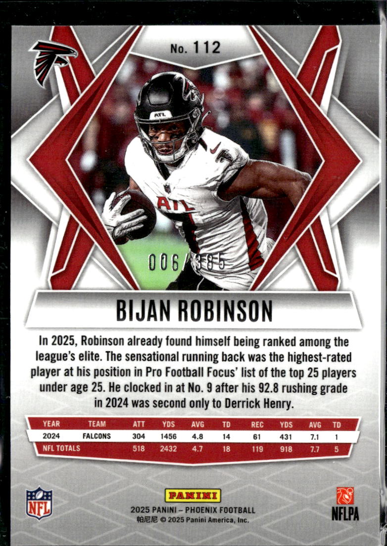 Bijan Robinson 2025 Phoenix Blue 6/385 Atlanta Falcons