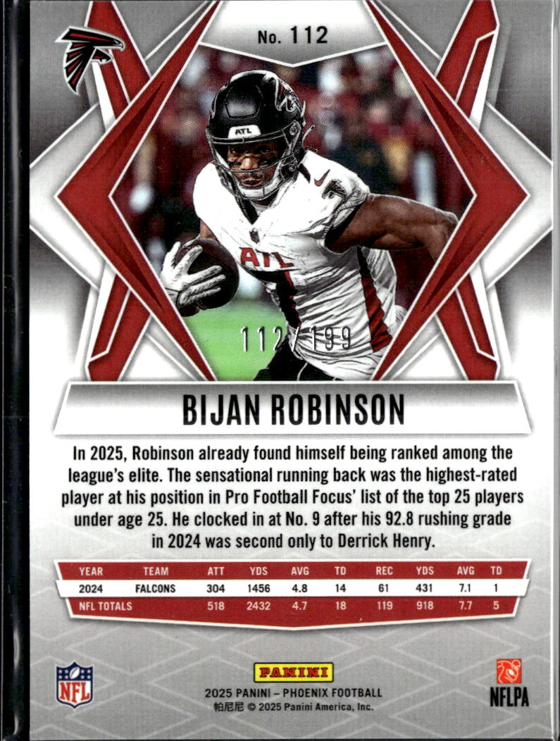 Bijan Robinson 2025 Phoenix Blue 112/199 Atlanta Falcons