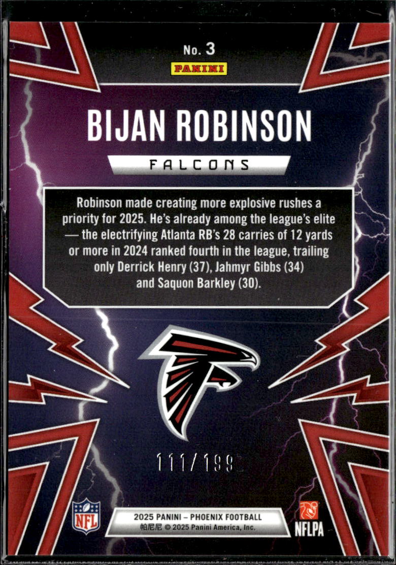Bijan Robinson 2025 Phoenix Thunderbirds Lava 111/199 Atlanta Falcons
