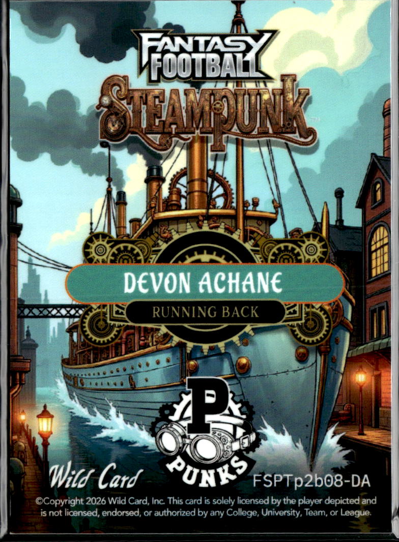 Devon Achane 2026 Wild Card Steampunk Miami Dolphins 1/1