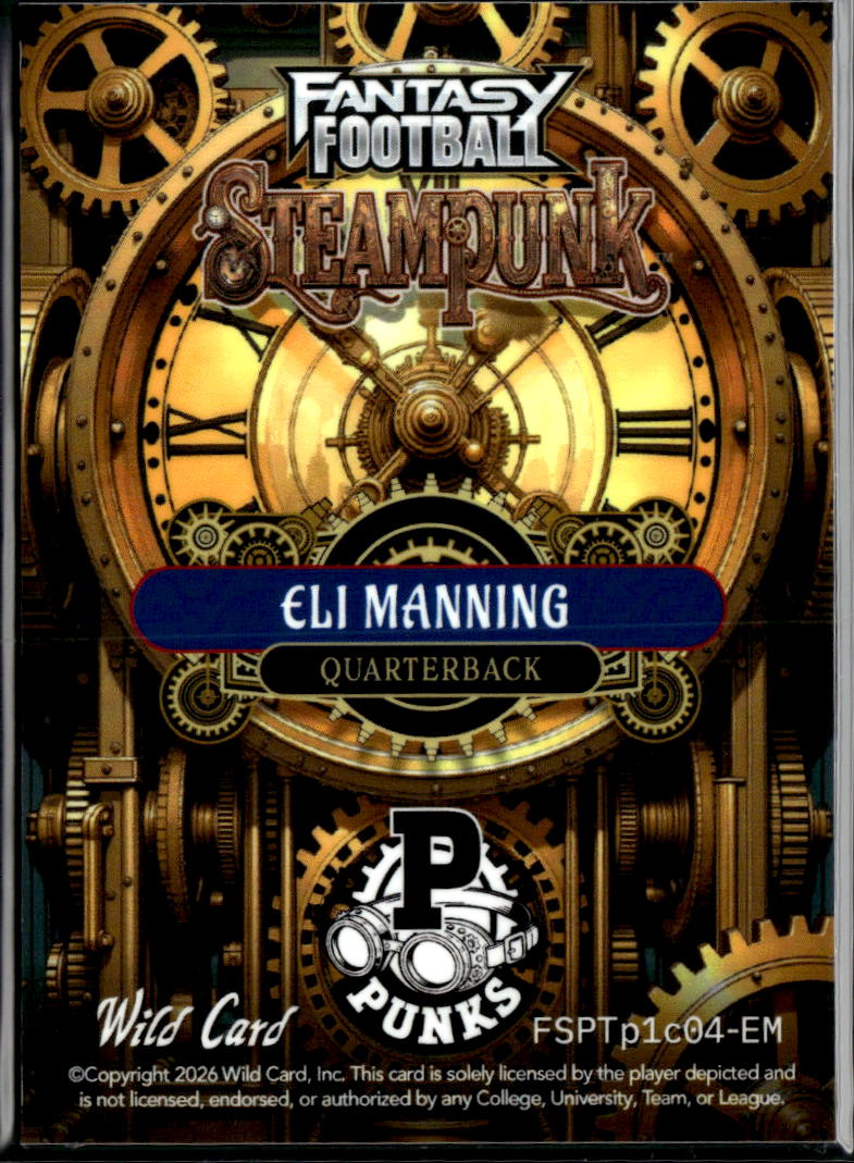 Eli Manning 2026 Wild Card Fantasy Football Steampunk 1/1 New York Giants