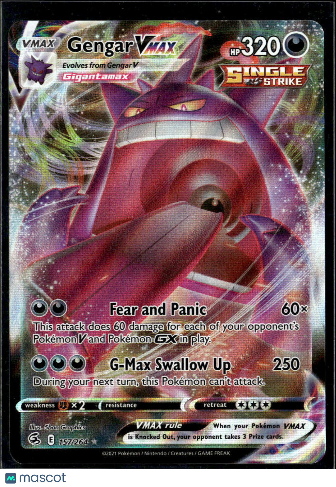 Gengar VMAX 2022 Fusion Strike Holo Rare #157/264