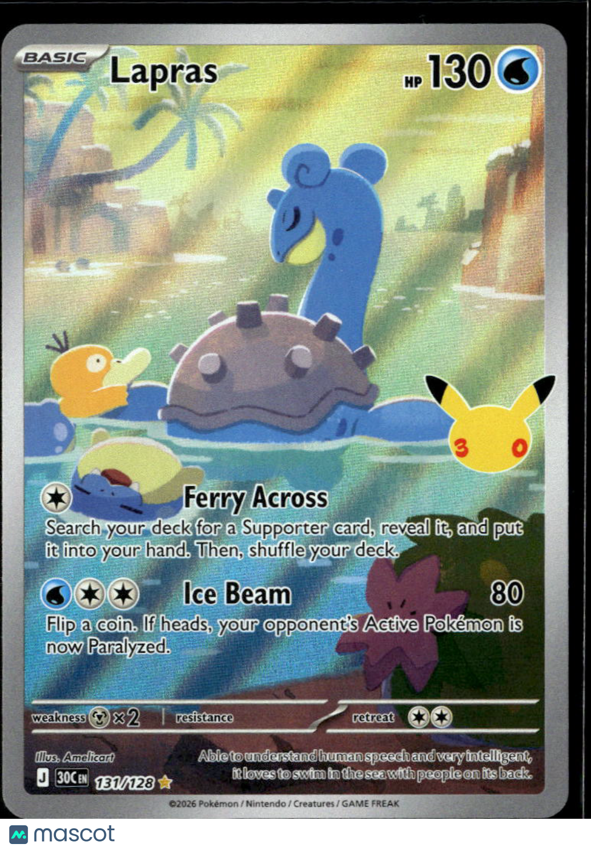 Lapras 2026 30th Celebration Holo Secret Rare #131/128