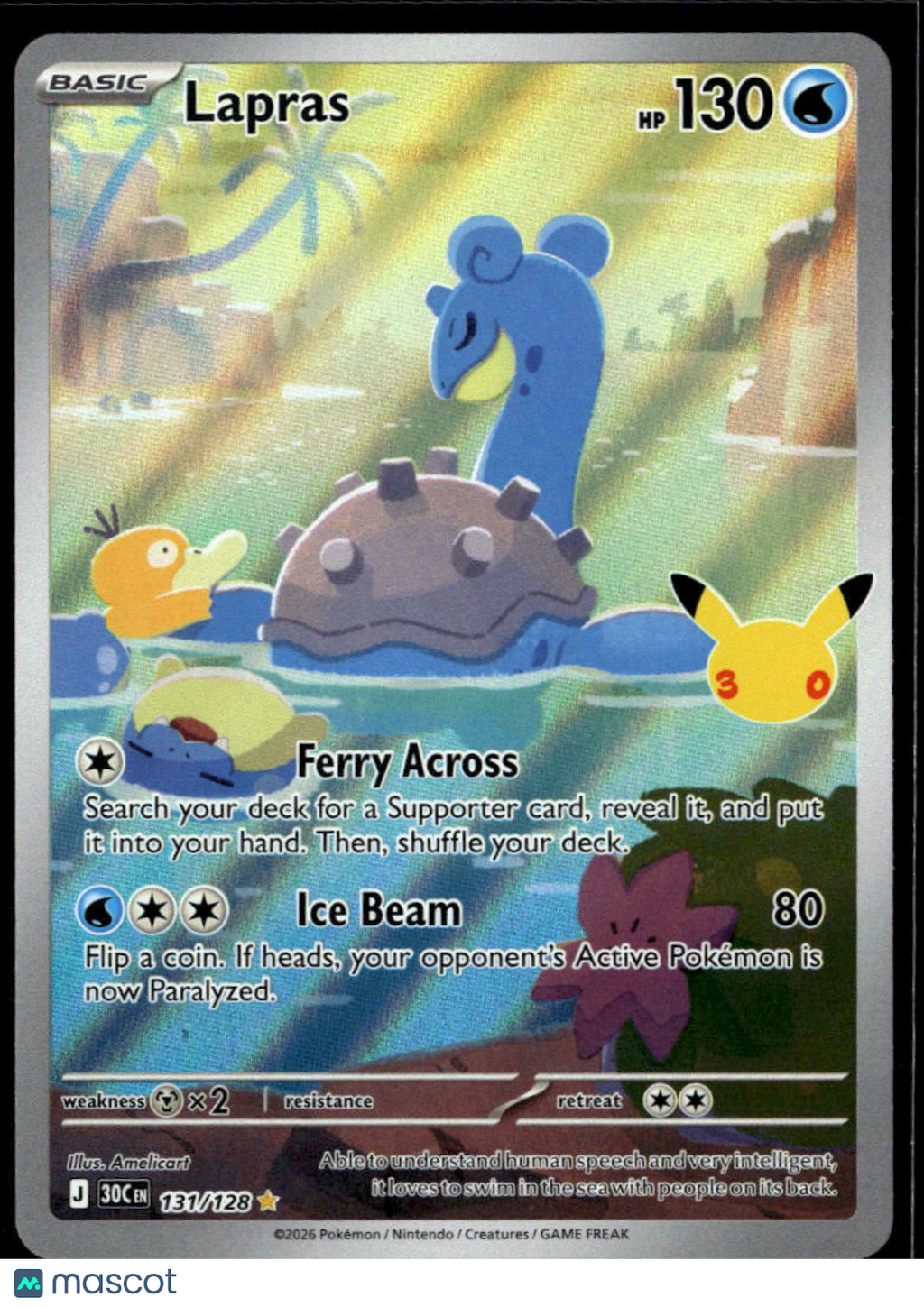 Lapras 2026 30th Celebration Holo Secret Rare #131/128