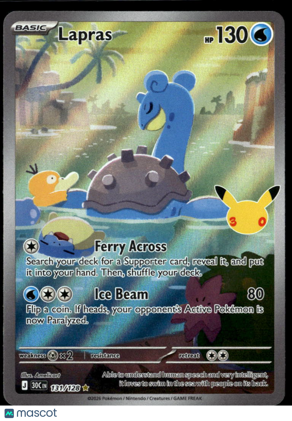Lapras 2026 30th Celebration Holo Secret Rare #131/128