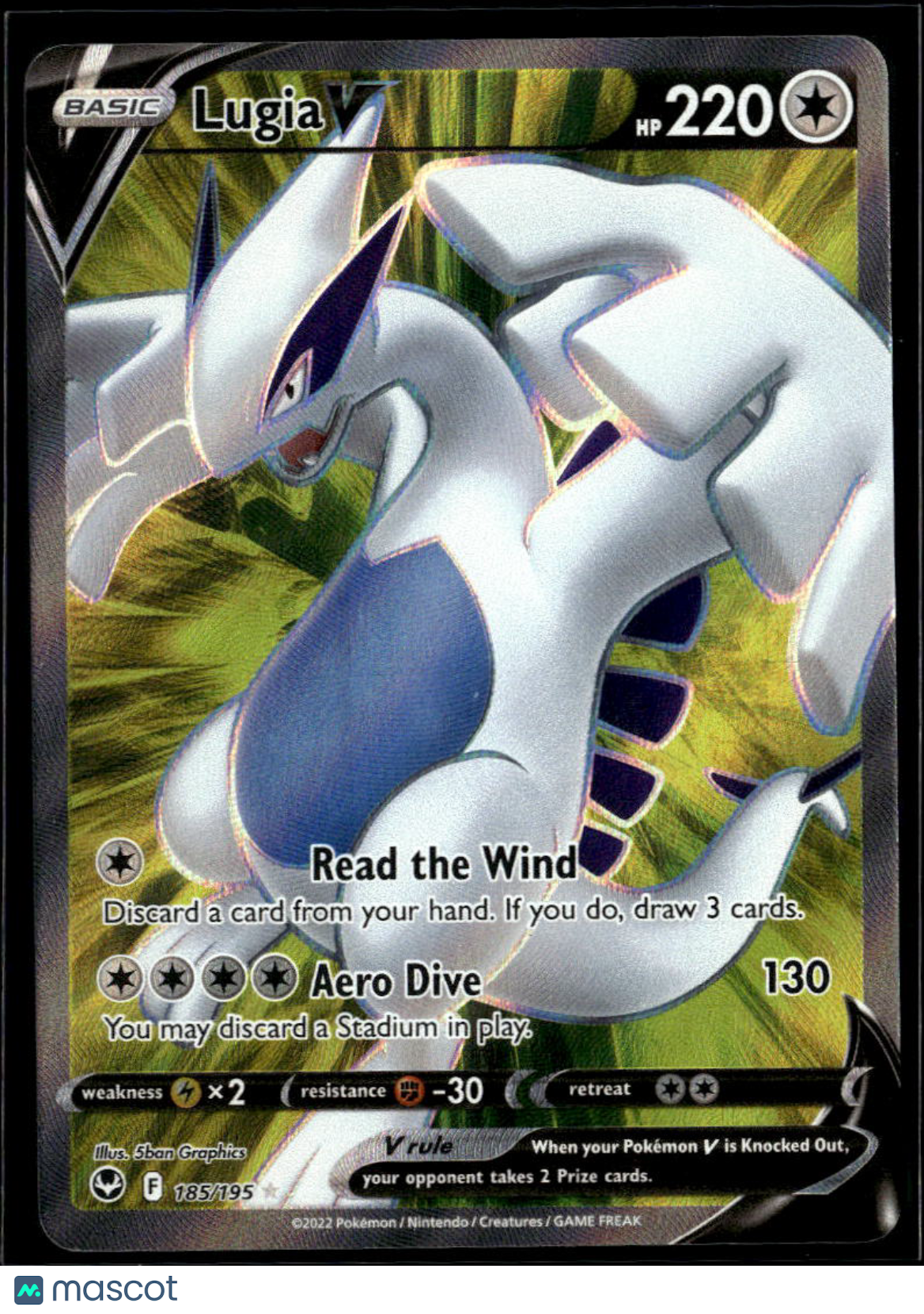 Lugia V 2022 Silver Tempest Holo Ultra Rare FA #185/195