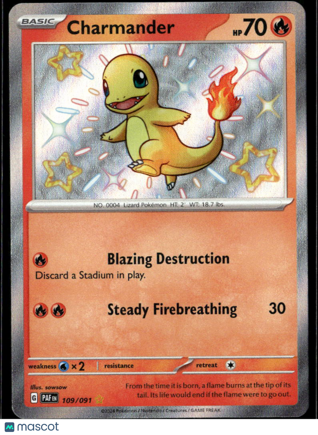Charmander 2024 Paldean Fates Holo Secret Rare #109/91
