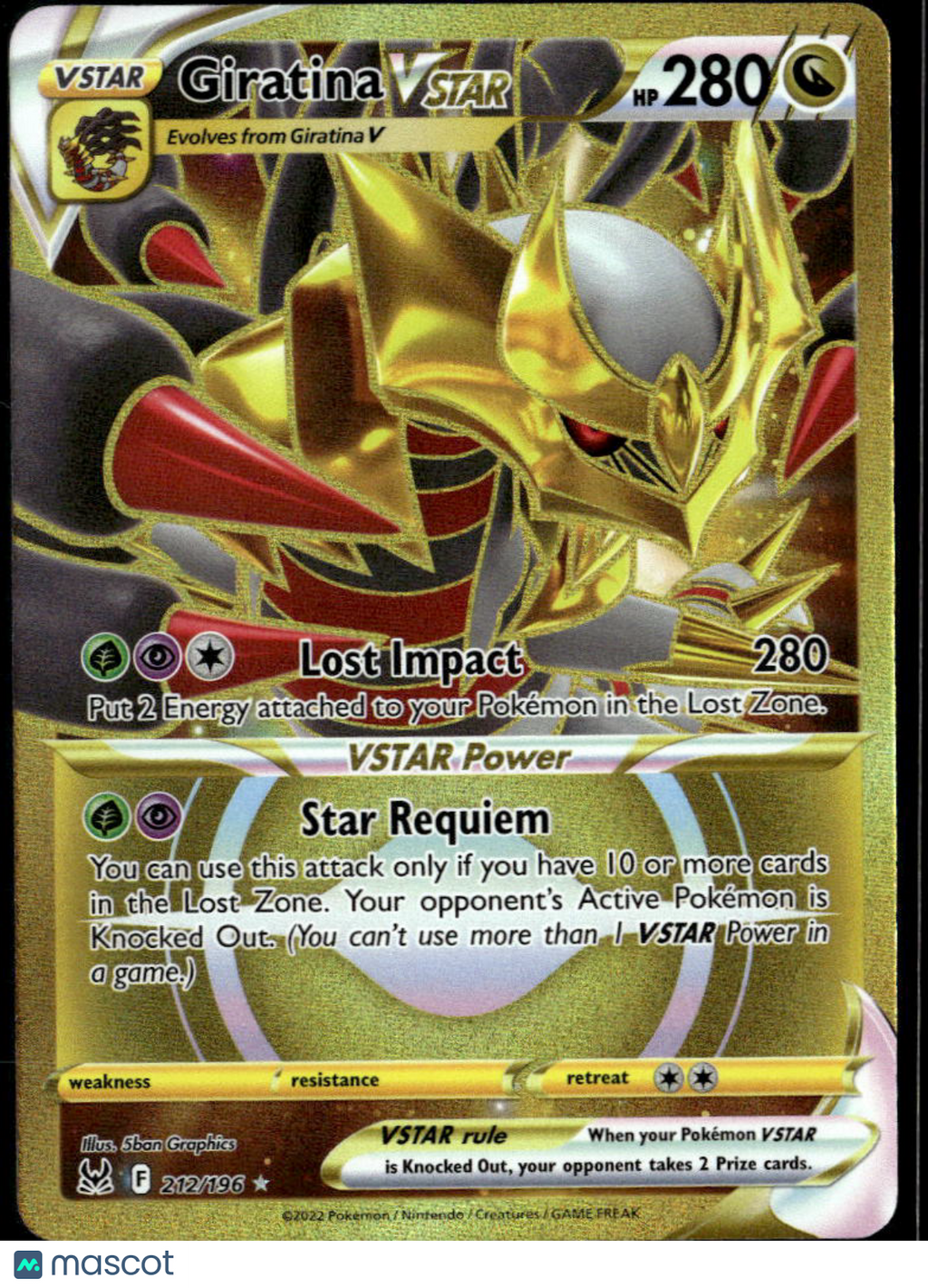 Giratina VSTAR 2022 Lost Origin Holo Secret Rare SR UR #212/196