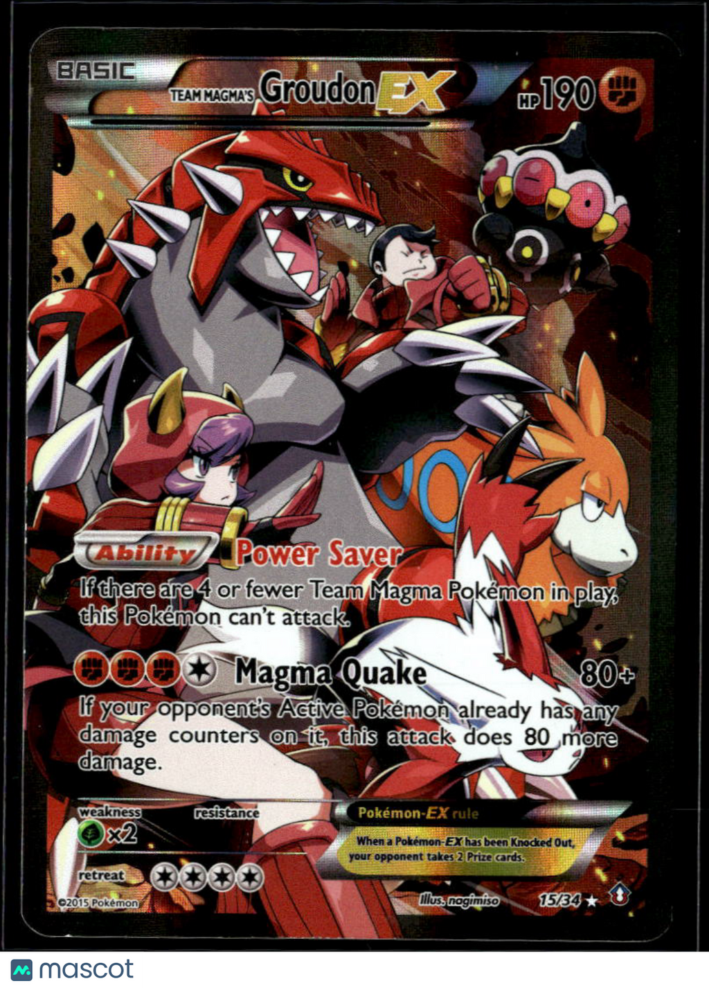 Team Magma's Groudon EX 2015 Double Crisis Holo Rare FA #15/34