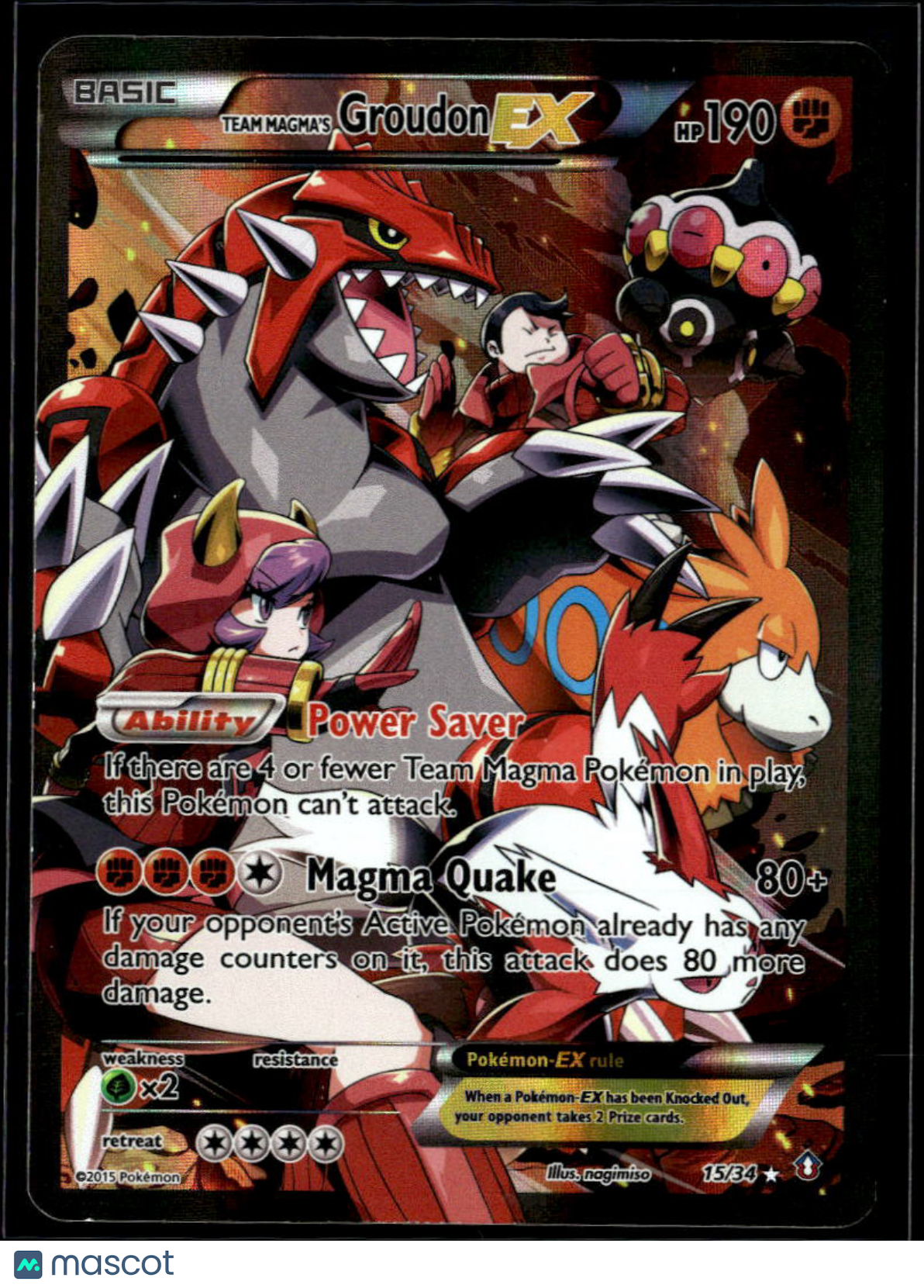 Team Magma's Groudon EX 2015 Double Crisis Holo Rare FA #15/34