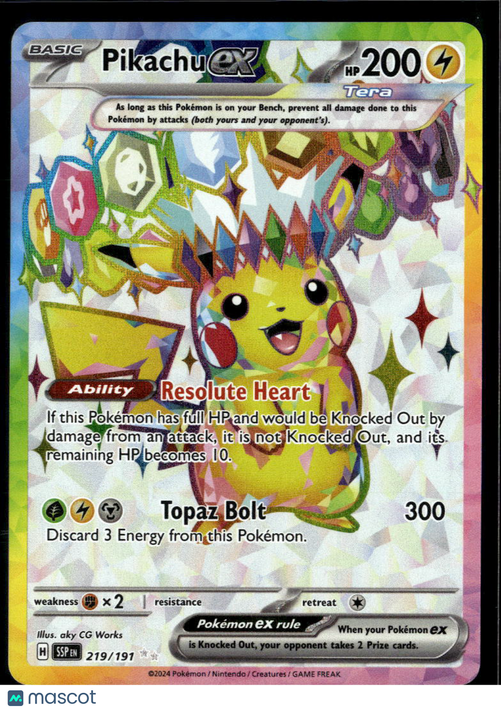 Pikachu EX 2024 Surging Sparks Holo Secret Rare SAR #219/191
