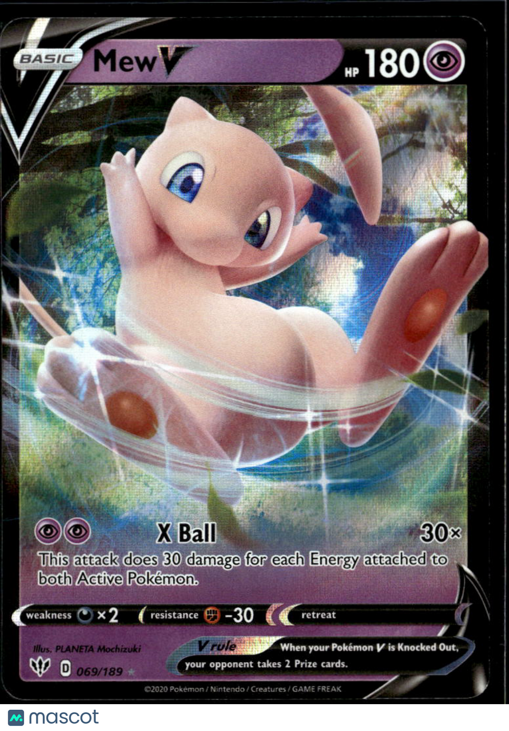 Mew V 2020 Darkness Ablaze Holo Rare RR #69/189