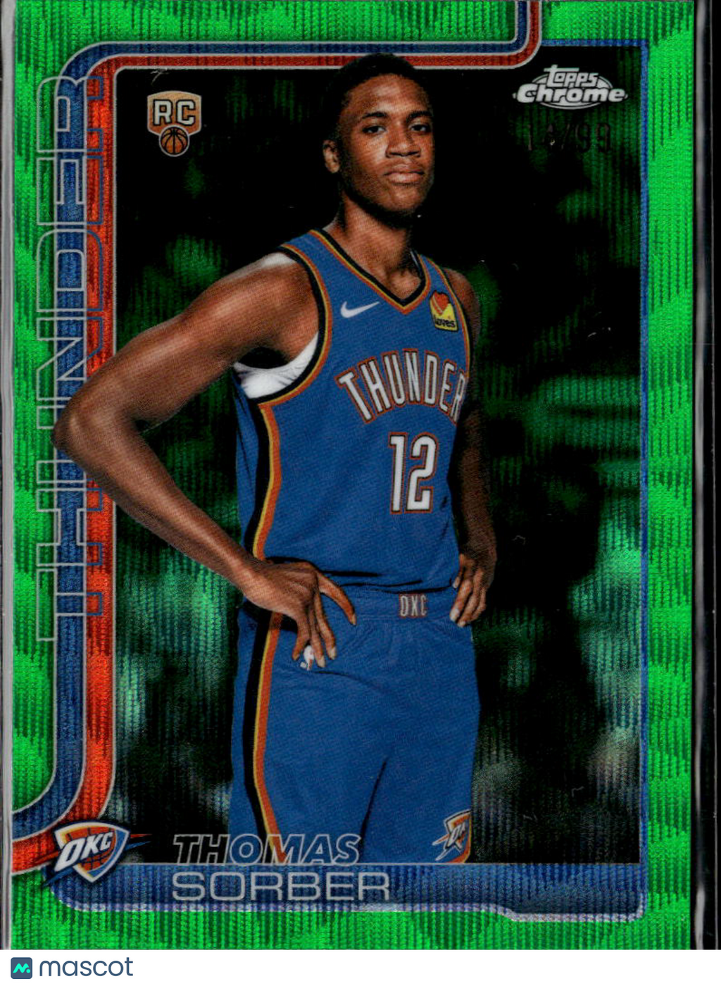 Thomas Sorber 2026 Topps Chrome RC Green Wave 14/99 Oklahoma City Thunder