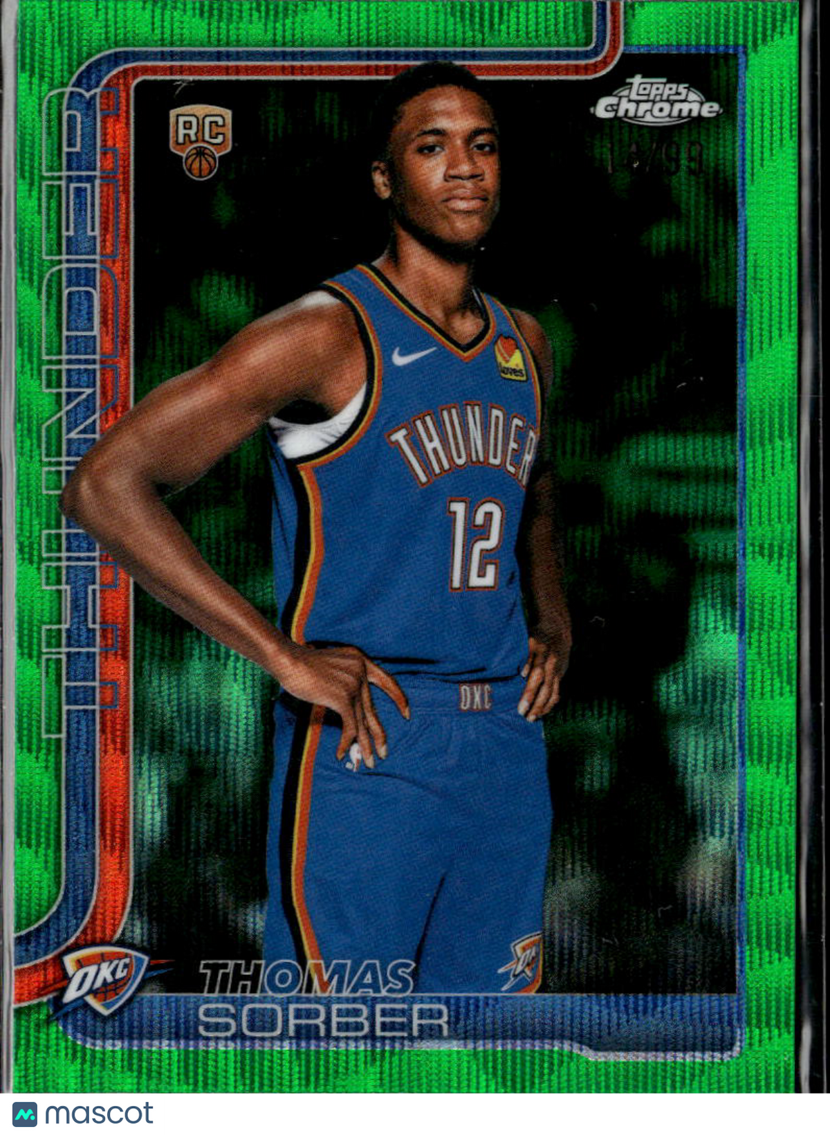 Thomas Sorber 2026 Topps Chrome RC Green Wave 14/99 Oklahoma City Thunder