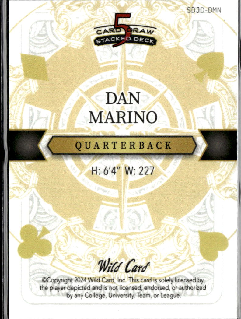 Dan Marino 2024 Wild Card 5 Card Draw Stacked Deck 1/1 Miami Dolphins