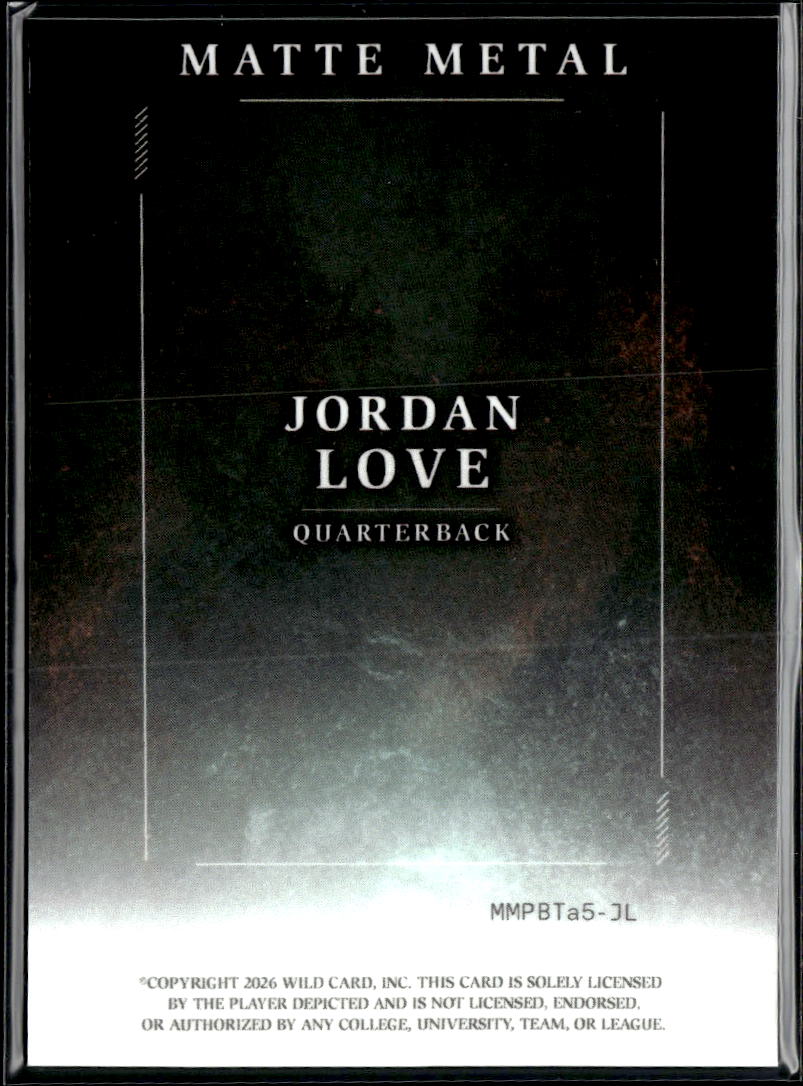 Jordan Love 2026 Wild Card Matte Metal 1/1 Green Bay Packers
