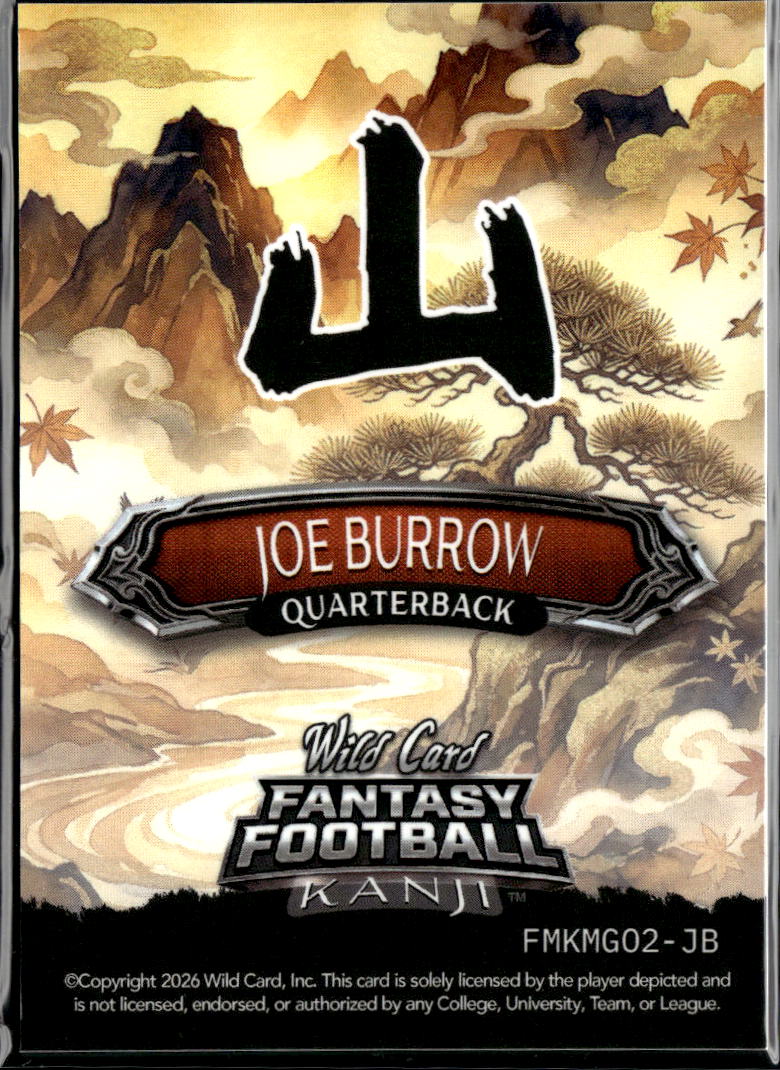 Joe Burrow 2026 Wild Card Fantasy Football Kanji 1/1 Cincinnati Bengals