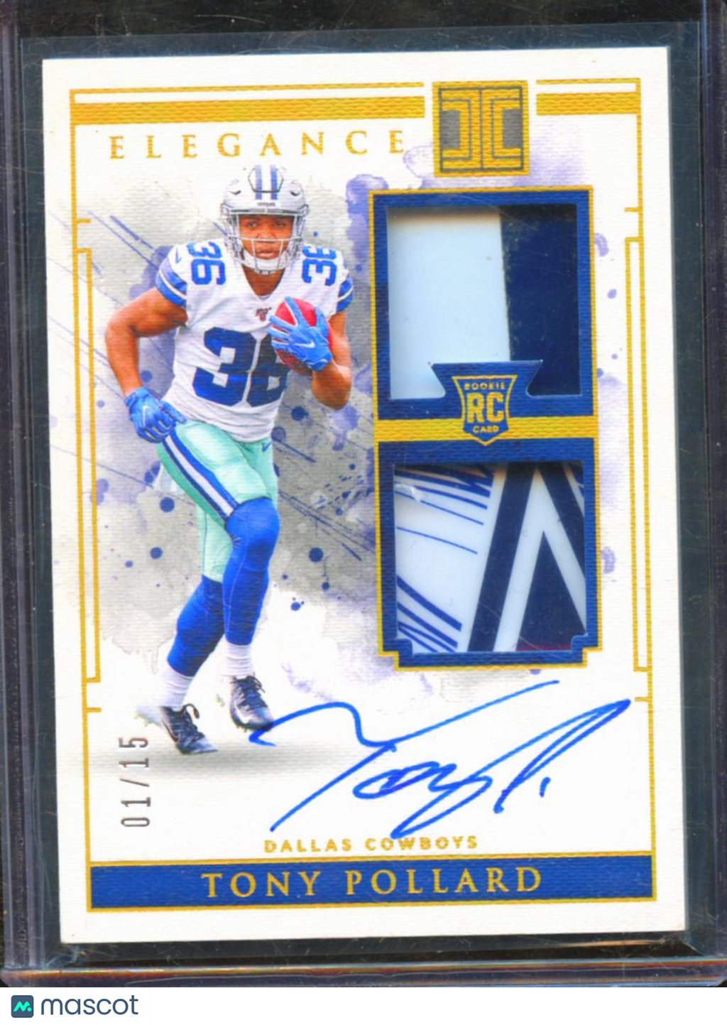 Tony Pollard 2019 Impeccable Auto Autograph Helmet Glove RC 1/15 Dallas Cowboys