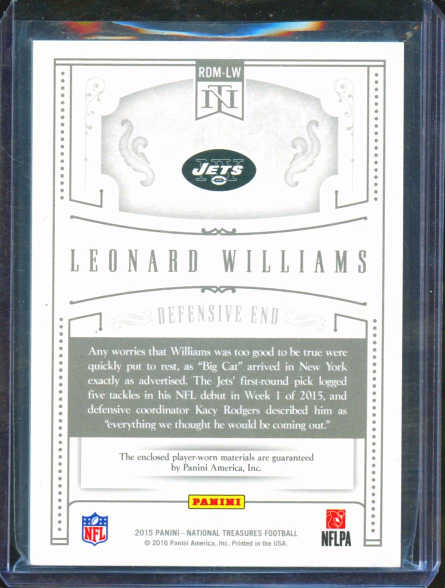 Leonard Williams 2015 National Treasures Glove Patch RC 6/92 New York Jets