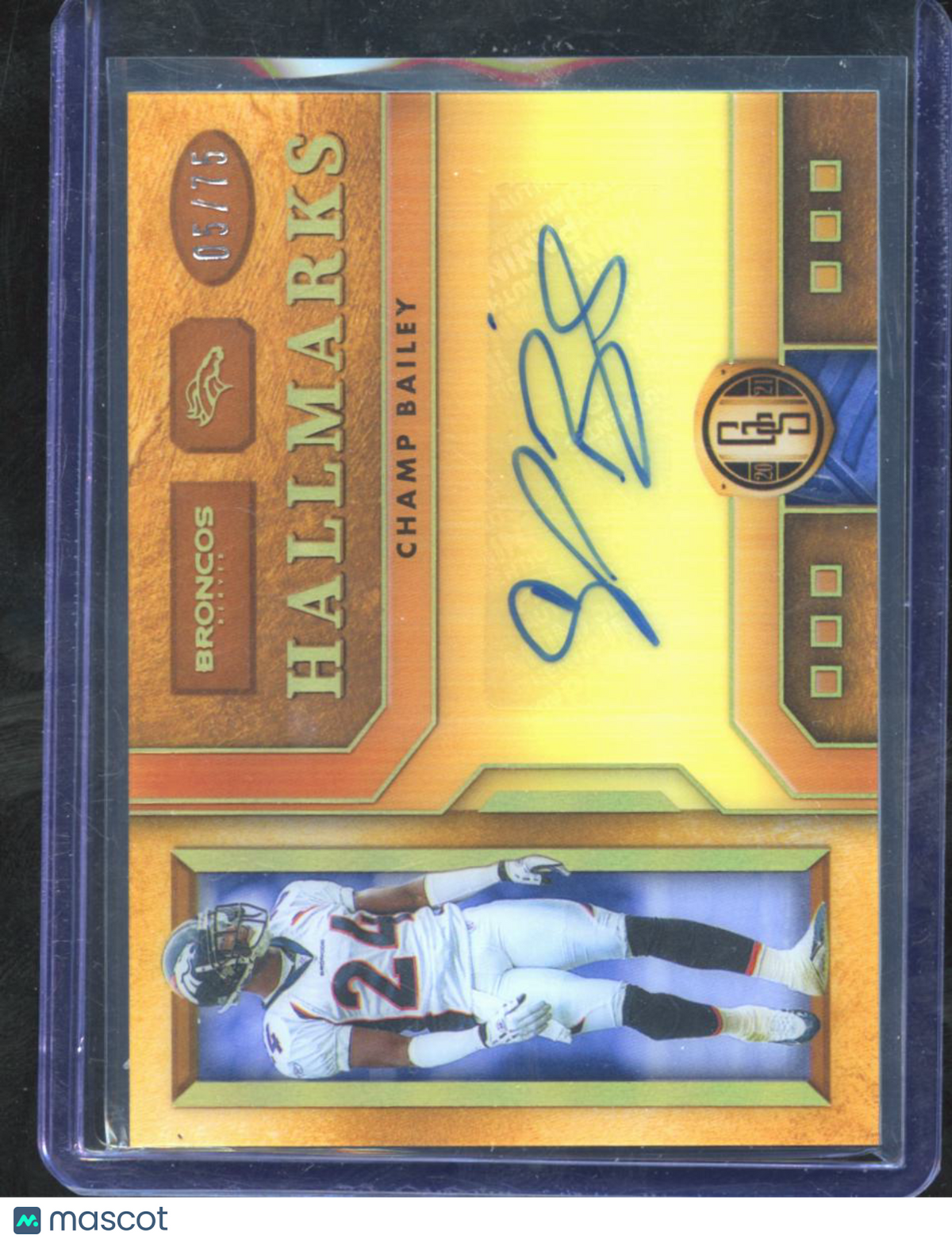 Champ Bailey 2021 Gold Standard Hallmarks Auto Autograph 5/75 Denver Broncos