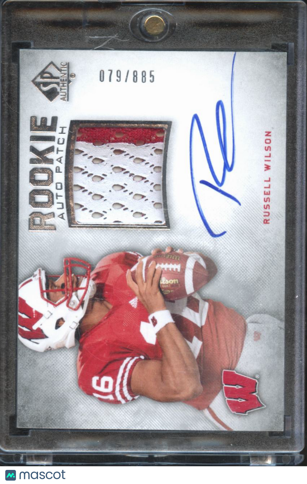 Russell Wilson 2012 SP Authentic Auto Autograph Patch RC /885 Wisconsin Seahawks