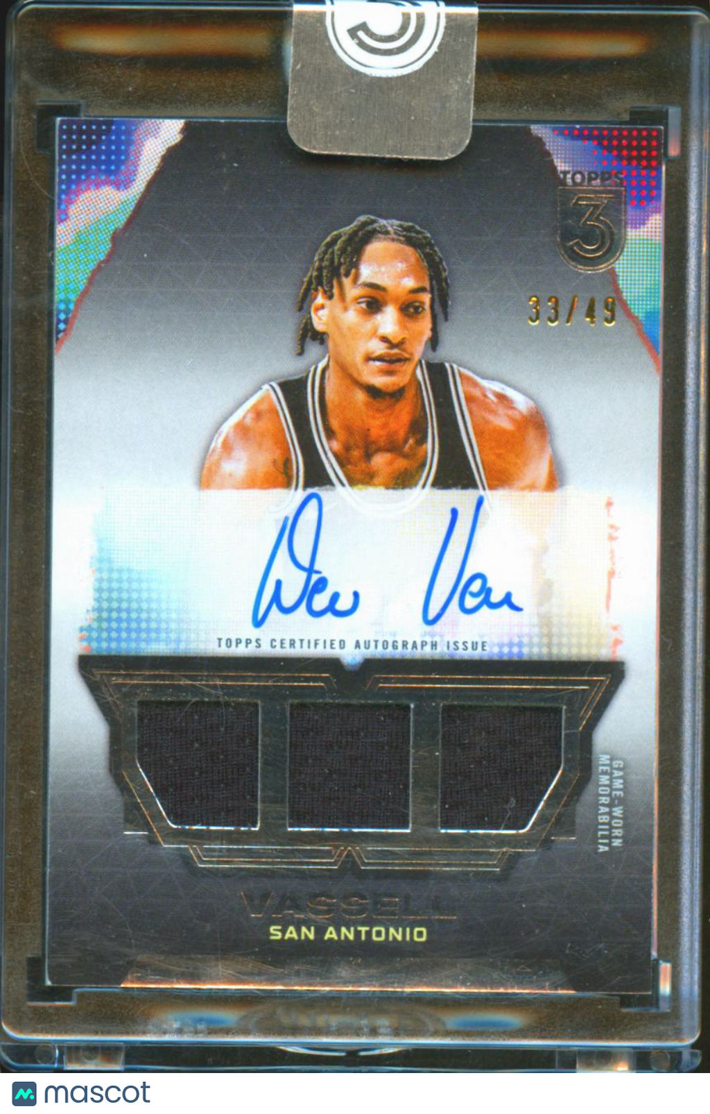Devin Vassell 2024 Topps 3 Auto Autograph Jersey 33/49 San Antonio Spurs