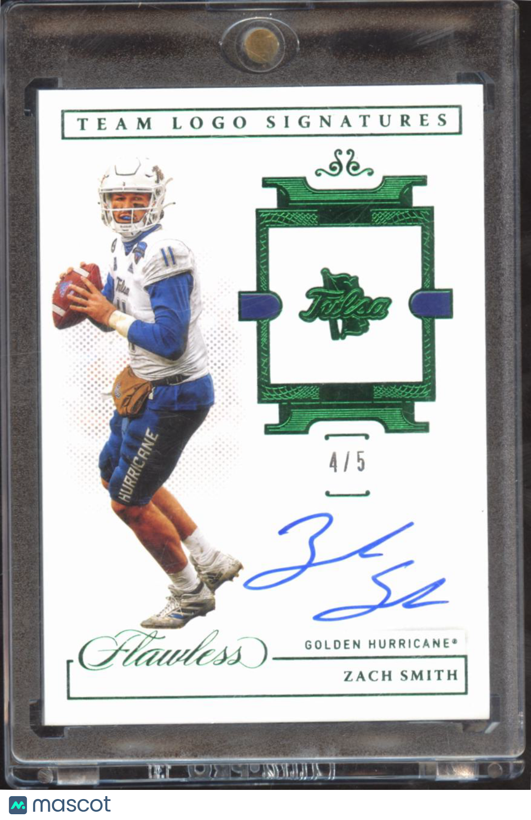 Zach Smith 2021 Flawless Auto Autograph Emerald RC 4/5 Tulsa Golden Hurricane