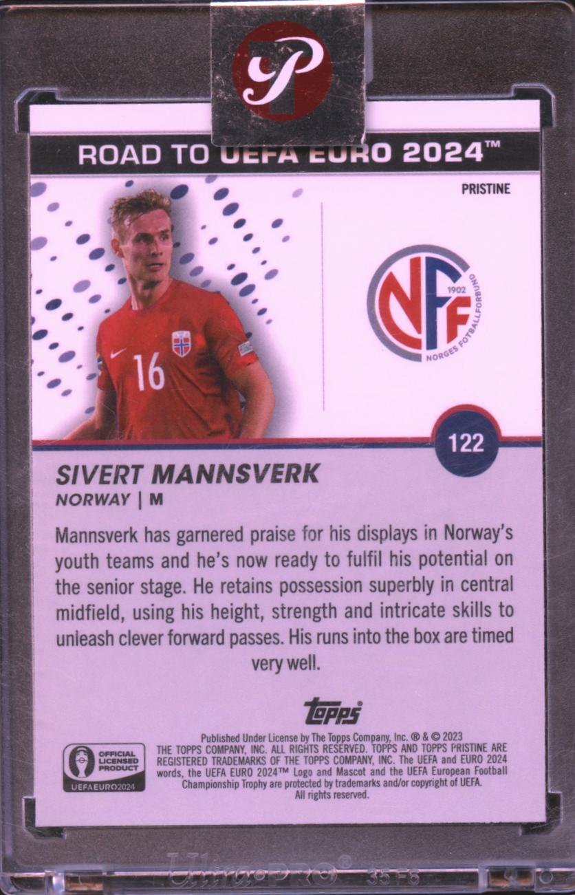 Sivert Mannsverk 2024 Topps Pristine Road to UEFA Euro Refractor Norway