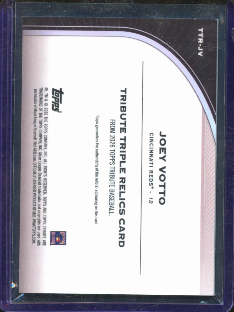 Joey Votto 2026 Topps Tribute Game Worn Jersey Patch Bat 97/150 Cincinnati Reds