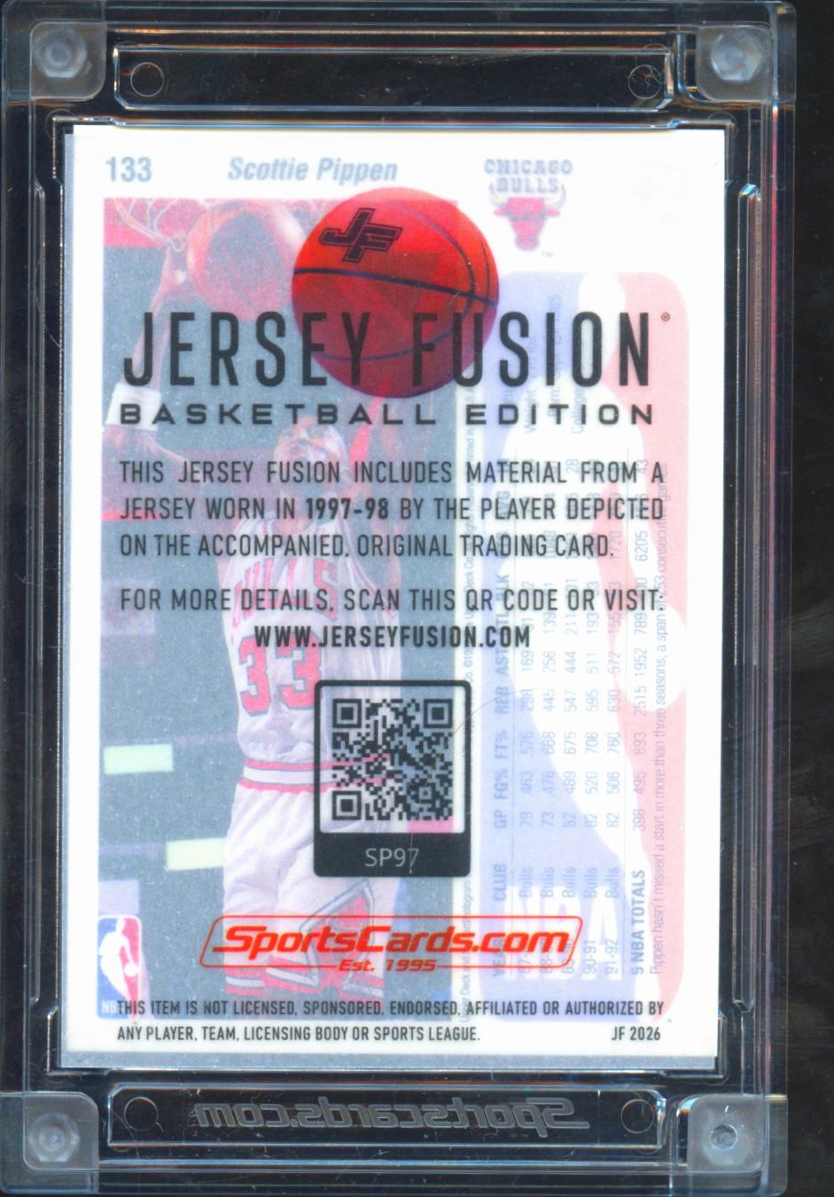 Scottie Pippen 1997 Jersey Fusion Game Worn Patch 44/50 Chicago Bulls
