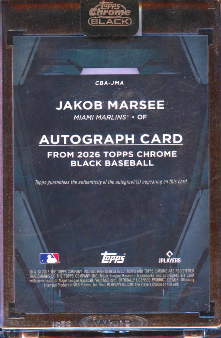 Jakob Marsee 2026 Topps Chrome Black Auto Autograph RC Miami Marlins