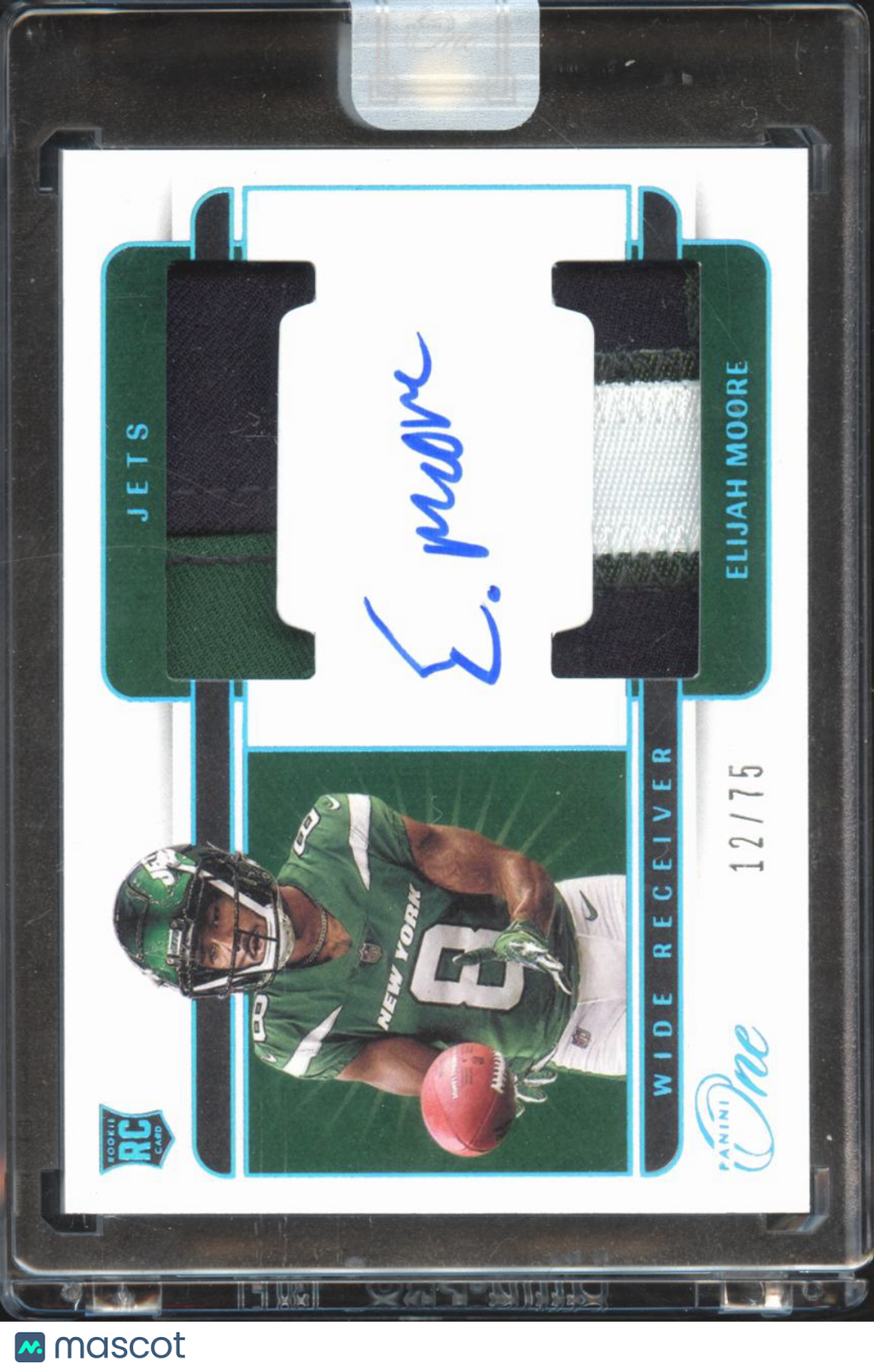 Elijah Moore 2021 Panini One Auto Autograph Patch RC 12/75 New York Jets