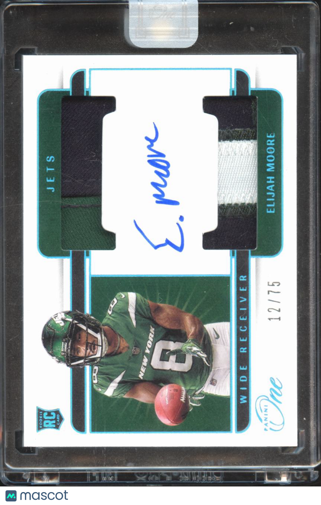 Elijah Moore 2021 Panini One Auto Autograph Patch RC 12/75 New York Jets