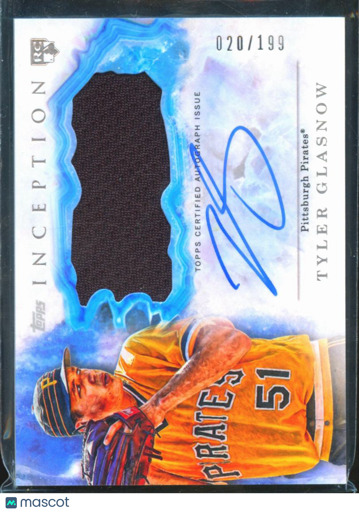 Tyler Glasnow 2017 Topps Inception Auto Autograph Patch RC 20/199 Pirates