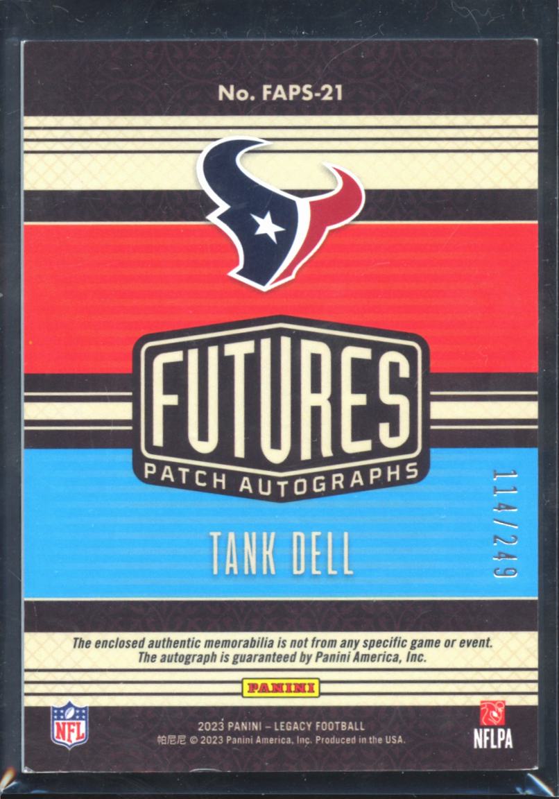 Tank Dell 2023 Legacy Auto Autograph Patch RC 114/249 Houston Texans