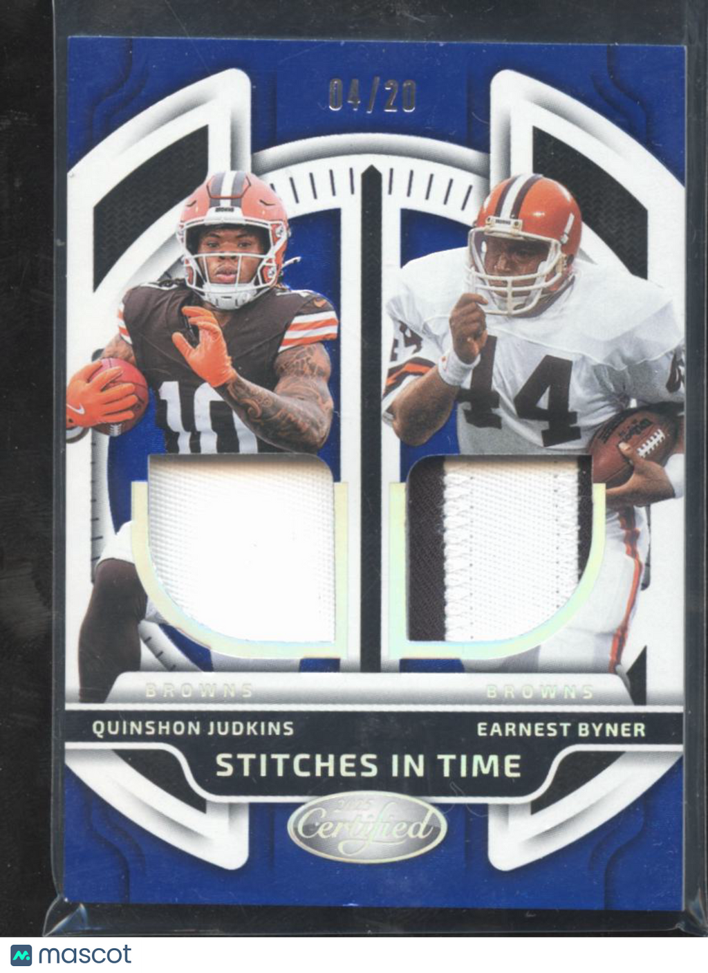 Earnest Byner Quinshon Judkins 2025 Certified Jersey Patch 4/20 Cleveland Browns