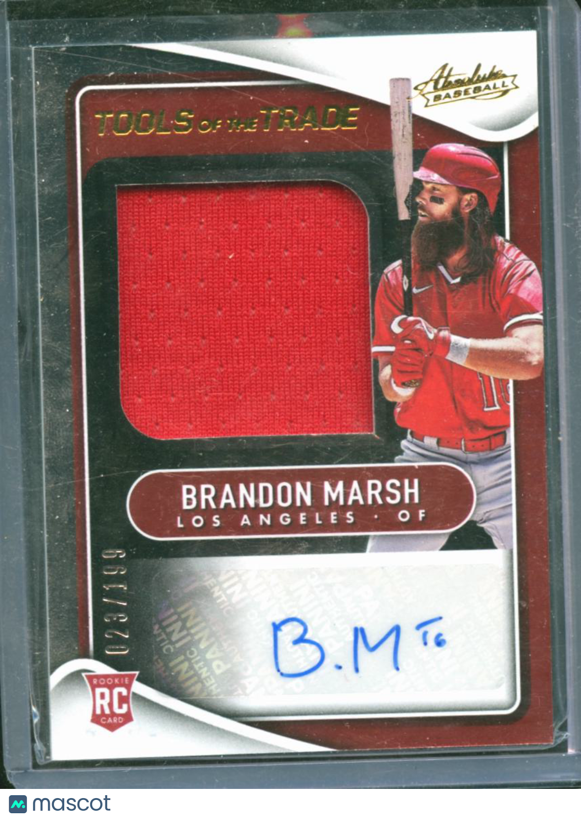 Brandon Marsh 2022 Absolute Auto Autograph Patch RC 23/199 Los Angeles Angels