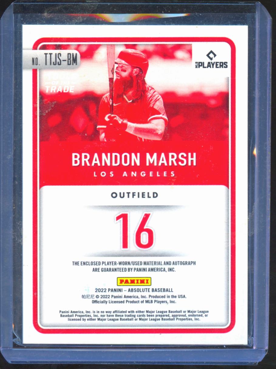 Brandon Marsh 2022 Absolute Auto Autograph Patch RC 23/199 Los Angeles Angels