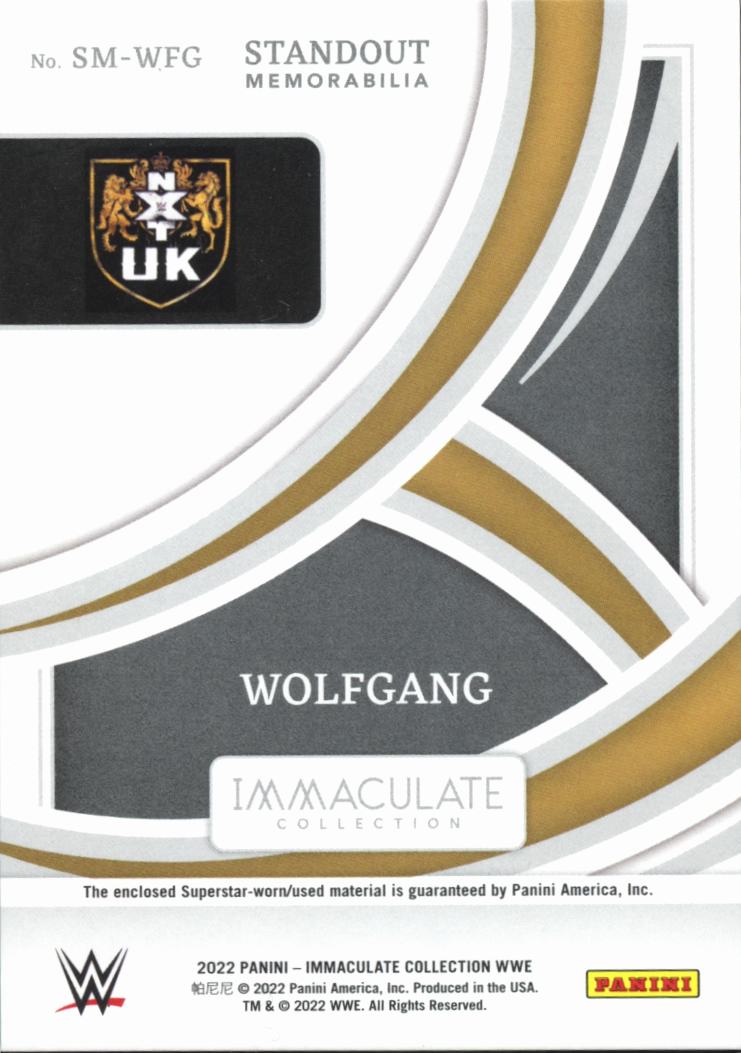 Wolfgang 2022 Immaculate WWE Relic Patch Ruby Wrestling 12/25