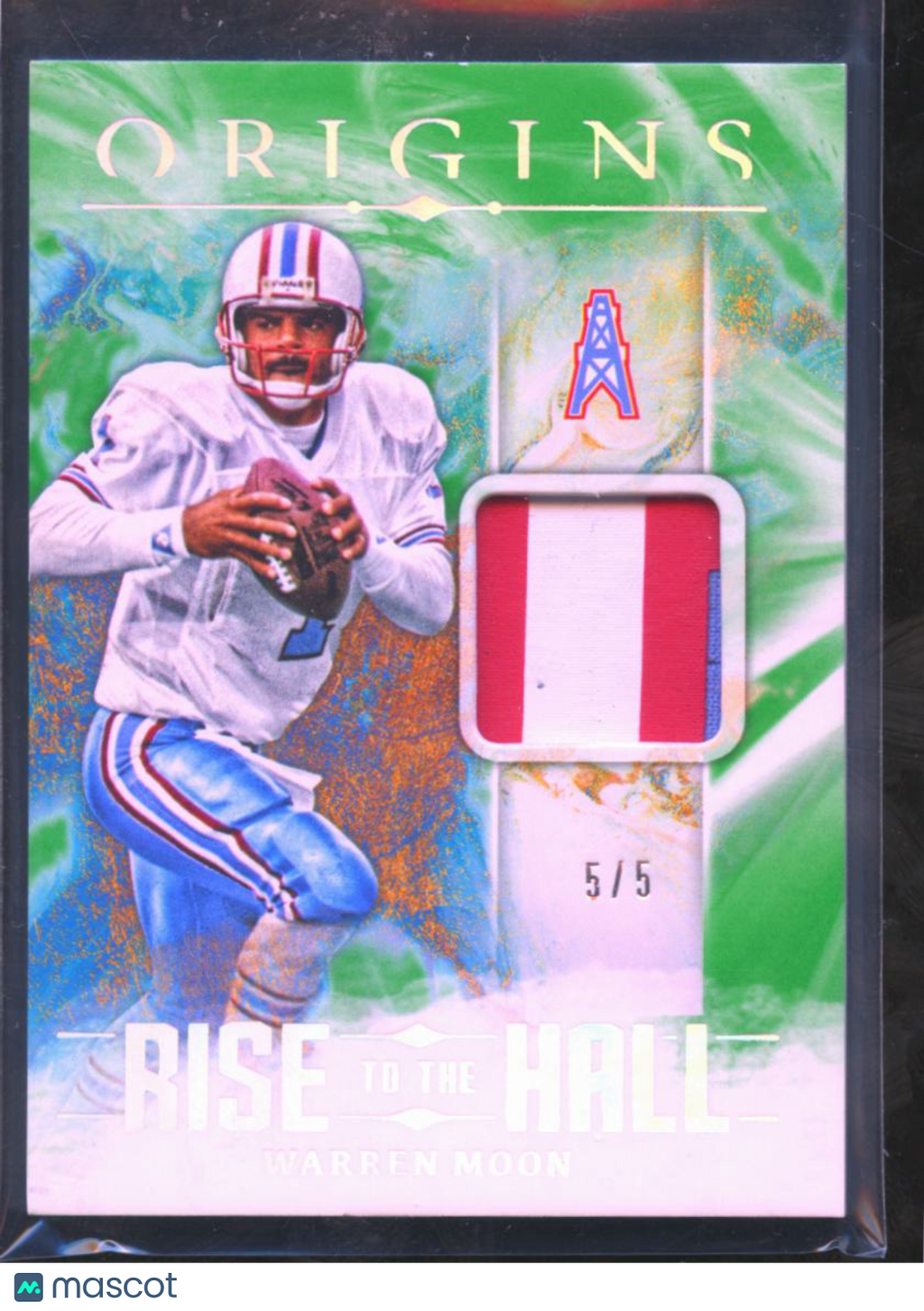 Warren Moon 2024 Origins Jersey Patch Green SSP 5/5 Houston Oilers