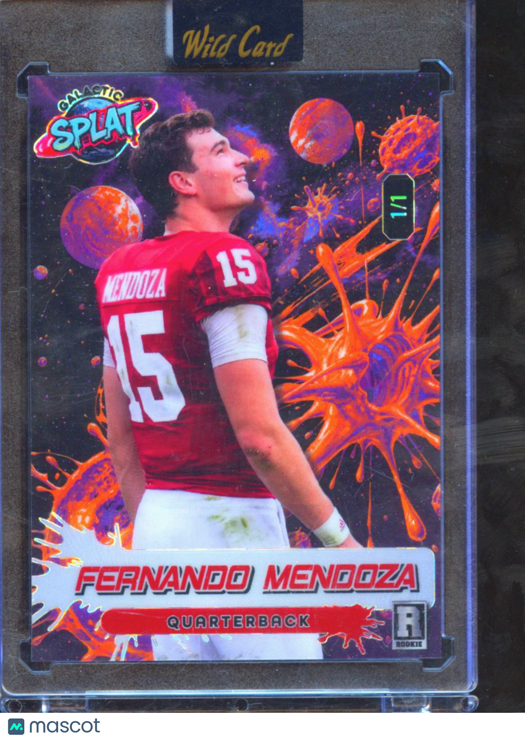 Fernando Mendoza 2026 Wild Card RC Splat 1/1 Indiana Hoosiers Raiders