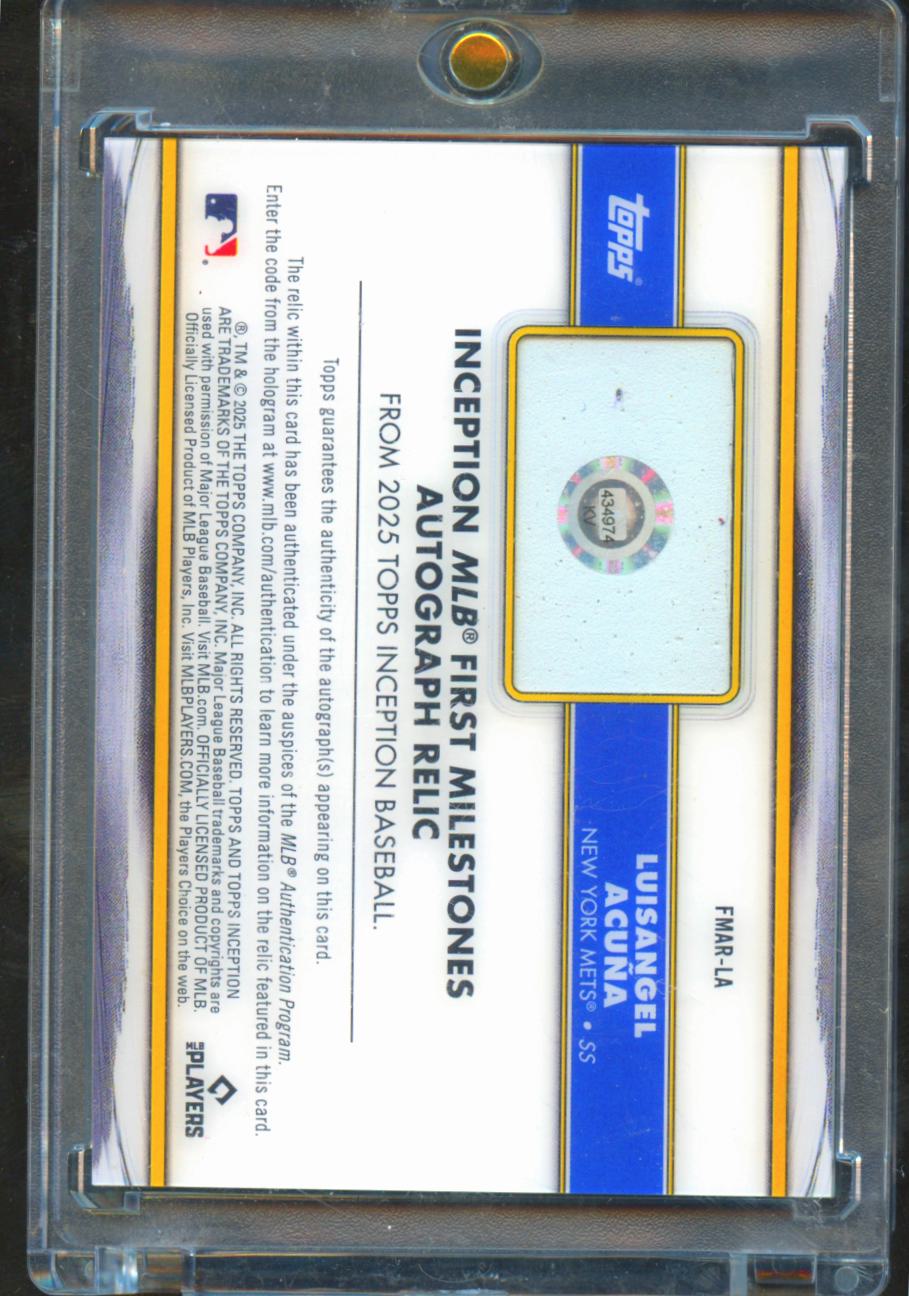 Luisangel Acuna 2025 Topps Inception Auto Autograph Base 96/99 New York Mets